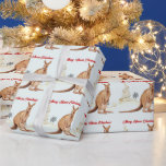 Papel De Presente Feliz Aussie Christmas Kangaroo<br><div class="desc">Um Natal Aussie Feliz com canguru nativo australiano com seu bebê joey</div>