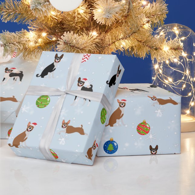 Papel De Presente Feliz Basenji Hound Feliz Feliz Natal (Feriados)
