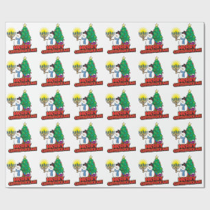 Papel De Presente Feliz Branca: Papel de Moldagem Chrismukkah