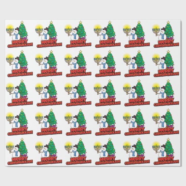 Papel De Presente Feliz Branca: Papel de Moldagem Chrismukkah (Aberto)