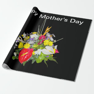 Papel De Presente Feliz Buquê de Dias de as mães de flores