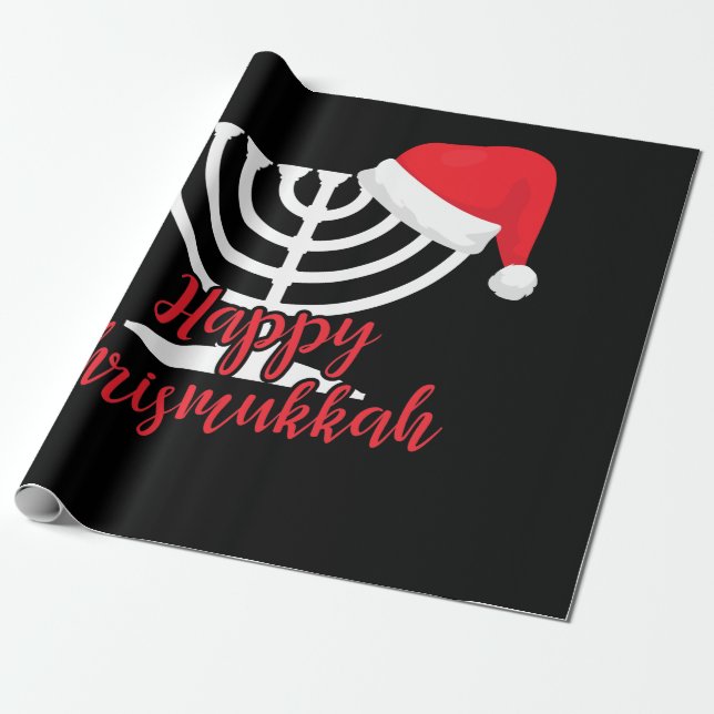 Papel De Presente Feliz Chrismukkah Engraçado Hanukkah e Natal (Desenrolado)