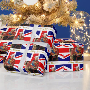 Papel De Presente Feliz de Natal britânico Rei Charles III