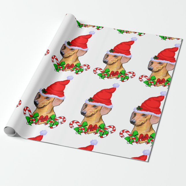 Papel De Presente Feliz de Natal Dachshund (Desenrolado)