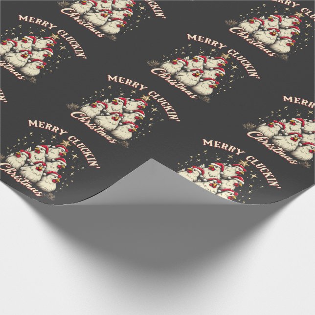 Papel De Presente Feliz Dependendo Galinhas Engraçadas de Natal (Ponta)