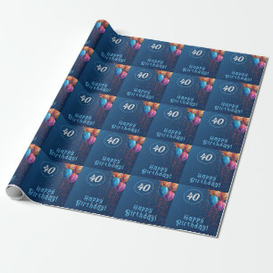 Papel De Presente Feliz design de aniversário com balões e confete