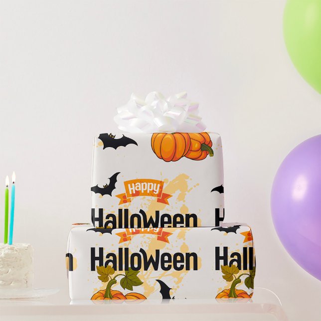 Papel De Presente Feliz Design de Halloween (Criador carregado)