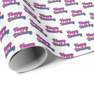 Papel De Presente Feliz Design de Tipografia de Aniversário em Rosa,