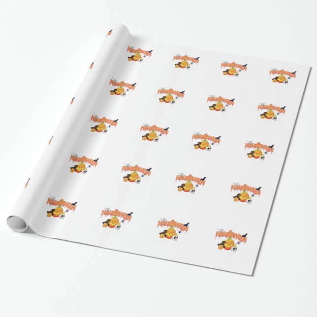 Papel De Presente Feliz Dia das Bruxas (Desenrolado)