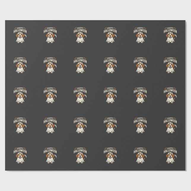 Papel De Presente Feliz Dia das Bruxas Beagle Design_1 (Aberto)