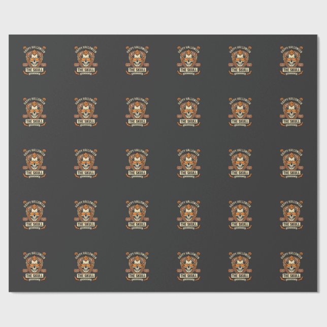 Papel De Presente Feliz Dia das Bruxas Caveira Mohawk Óculos de Sol  (Aberto)