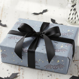 Papel De Presente Feliz Dia das Bruxas de Gatos Azuis Adoráveis