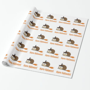 Papel De Presente Feliz Dia das Bruxas! Hedgehog Witch