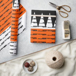 Papel De Presente Feliz Dia das Bruxas Laranja Personalizado