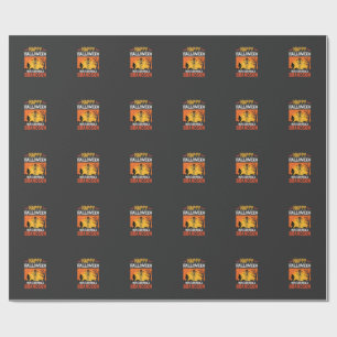 Papel De Presente Feliz Dia das Bruxas Neto Esqueleto Abóbora