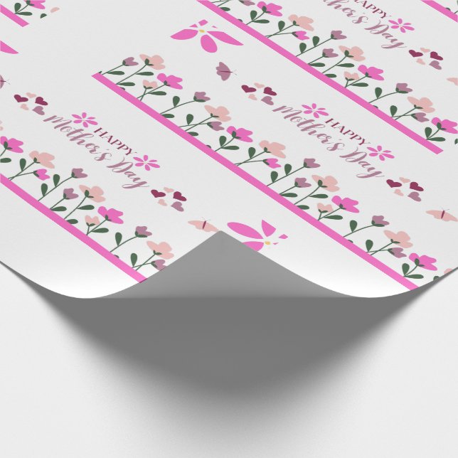 Papel De Presente Feliz dia das mães Design multi Cores (Ponta)