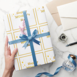Papel De Presente Feliz dia das mães. Grafia simples em ouro