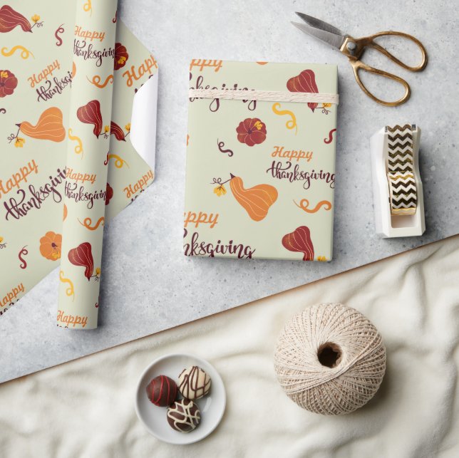 Papel De Presente Feliz Dia de Ação de Graças, Abraçados (Artesanato)