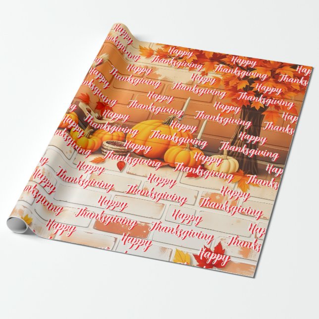 Papel De Presente Feliz Dia de Ação de Graças Bela Queda (Desenrolado)