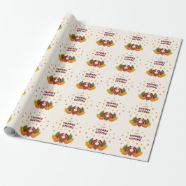 Papel De Presente Feliz Dia de Ação de Graças Outono Abóbora