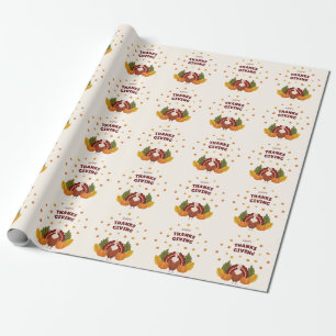 Papel De Presente Feliz Dia de Ação de Graças Outono Abóbora