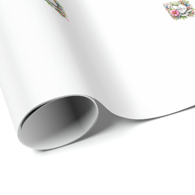 Papel De Presente Feliz dia de as mães Coração Floral (Ponta do rolo)