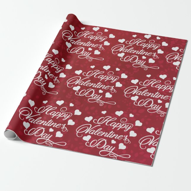 Papel De Presente Feliz dia de os namorados Vermelho Elegante (Desenrolado)