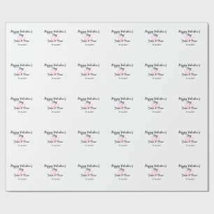 Papel De Presente Feliz dia dos namorados laço de coração rosa nome