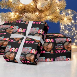 Papel De Presente Feliz Dia dos Namorados Moderno com Foto de um Cor