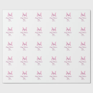 Papel De Presente Feliz dia dos namorados monograma rosa nome amor m