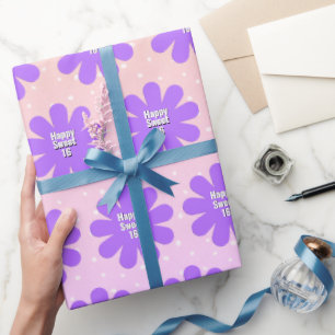 Papel De Presente Feliz Doce 16 Daisy Roxo