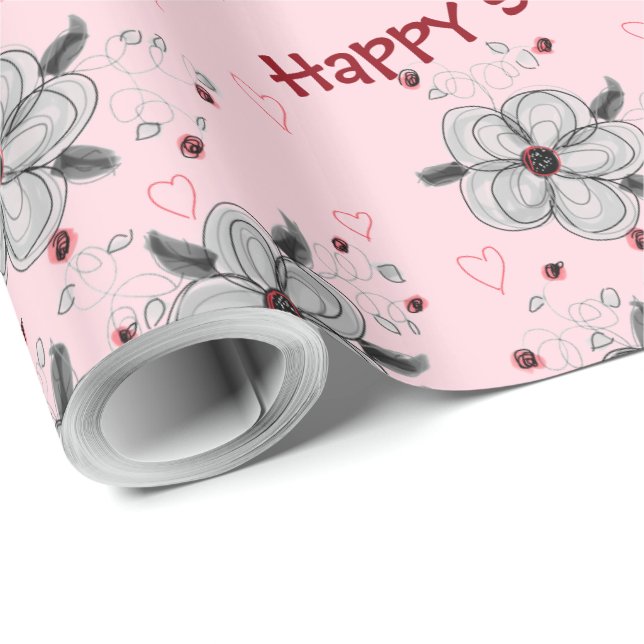 Papel De Presente Feliz Doce 16 Pink Gift Wrap (Ponta do rolo)