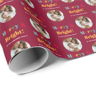 Papel De Presente Feliz e Brilhante Foto Personalizada da Família Na