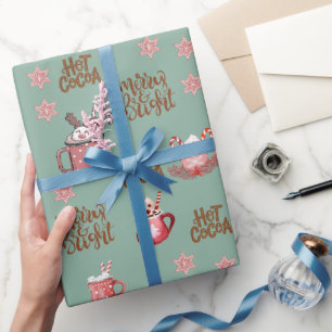 Papel De Presente Feliz e Brilho e cacau quente - Natal verde