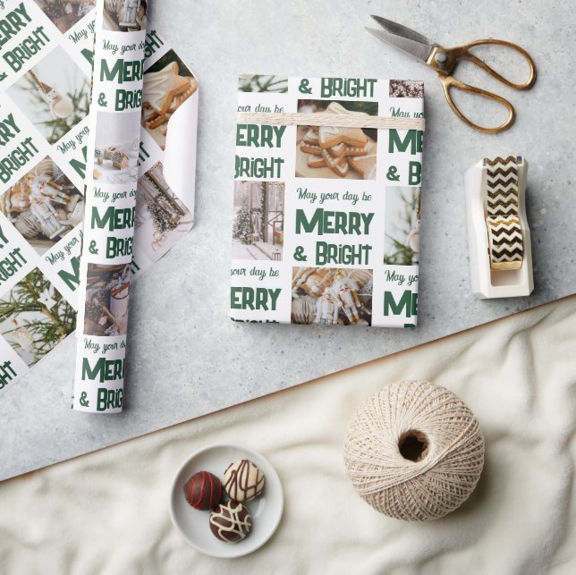 Papel De Presente feliz 🎄 e Natal Brilhante 🎁 Foto Personalizada (Artesanato)