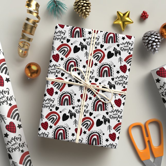 Papel De Presente Feliz e Natal Brilhante Preto (Criador carregado)