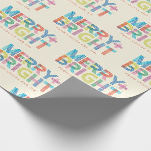 Papel De Presente Feliz e tipografia de férias brilhantes