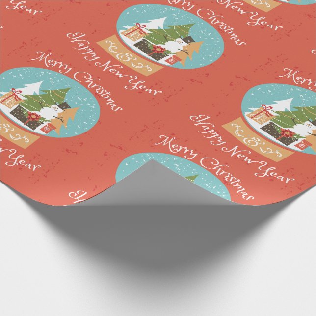 Papel De Presente Feliz Feliz ano novo de Natal (Ponta)