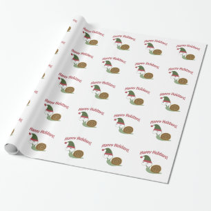 Papel De Presente Feliz Feriados! Elf. Snail
