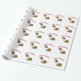 Papel De Presente Feliz Feriados! Snail Elf