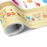 Papel De Presente Feliz Festa de Chanucá, bela decoração<br><div class="desc">Feliz Festa de Chanucá - Belo Decoração, Feriado Judeu, Café Mug e Taça. Antecedentes judaicos Holiday Hanukkah com símbolos tradicionais Chanukah - sonhos de madeira (rodando), rosquinhas, menorah de ouro, velas, estrela de David e padrão de papel de parede luminoso brilhante. Decoração de Eventos do Festival de Chanucá. Jerusalém, Israel....</div>