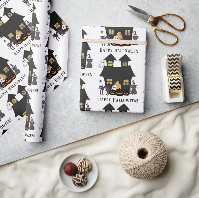 Papel De Presente Feliz Festa de Halloween (Artesanato)