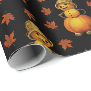 Papel De Presente Feliz Festa de Halloween Sorrindo Bela Pumpkin