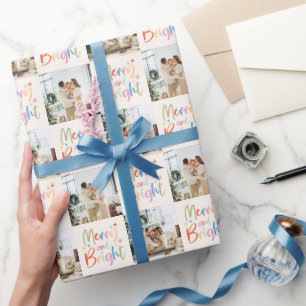 Papel De Presente Feliz Festiva Colorida e Foto Brilhante Natal