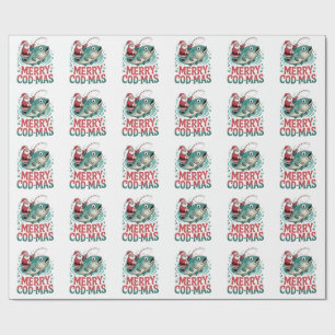 Papel De Presente Feliz Fishmas Pesca Natal Papai Noel Natal