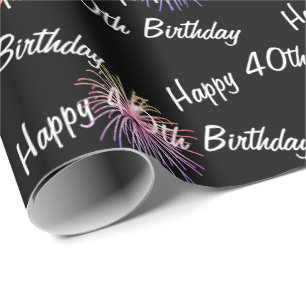 Papel De Presente Feliz fogo de artifício aniversário de 40 anos a
