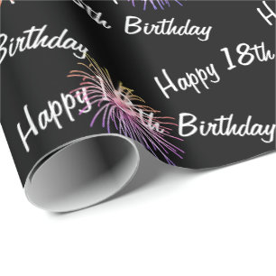 Papel De Presente Feliz fogos de artifício de 18 de aniversário em