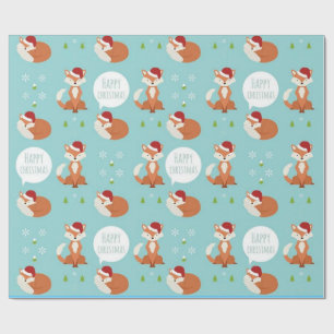 Papel De Presente Feliz Fox de Natal