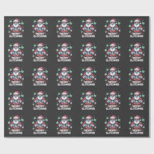 Papel De Presente Feliz Glitchmas Codificação Programador Papai Noel