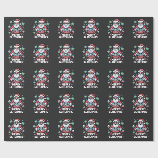 Papel De Presente Feliz Glitchmas Codificação Programador Papai Noel (Aberto)